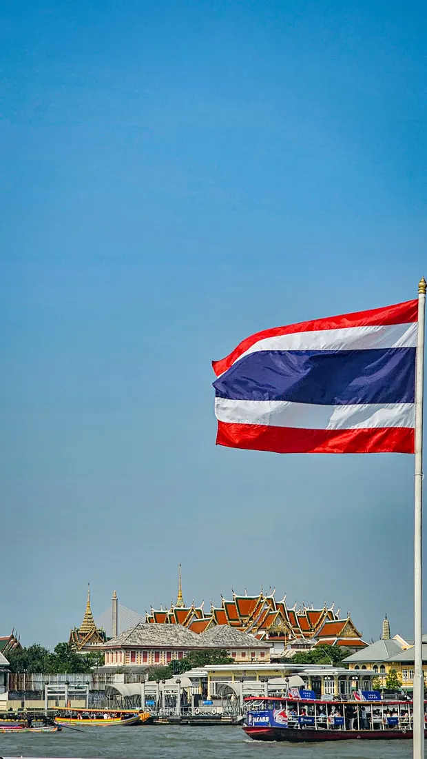 Thai flag over the Chao Phraya, Bangkok