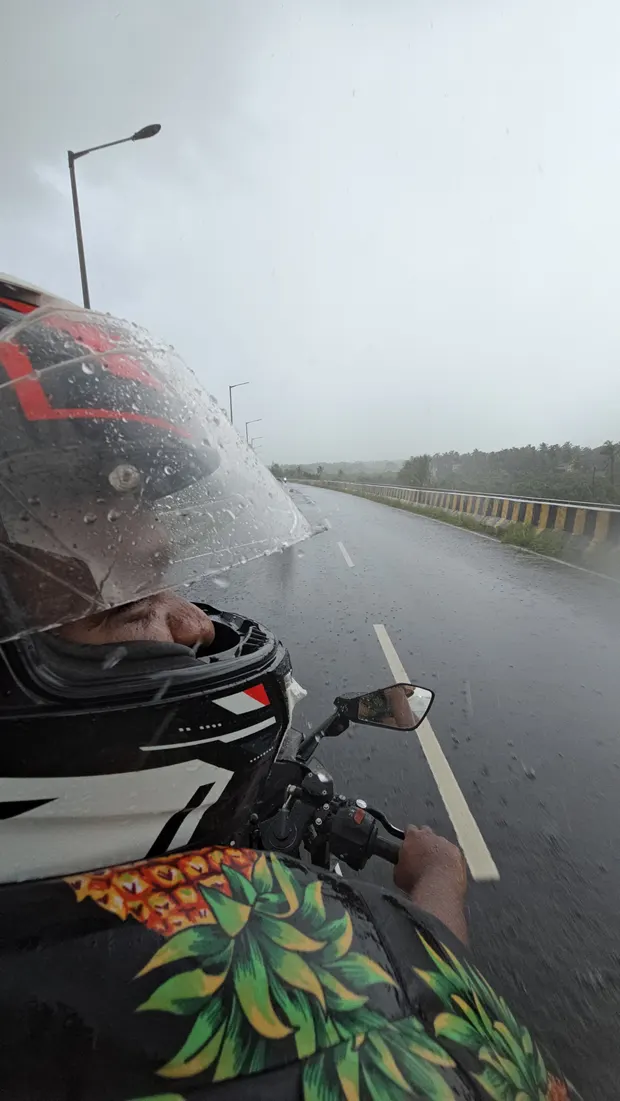 Riding through the rain